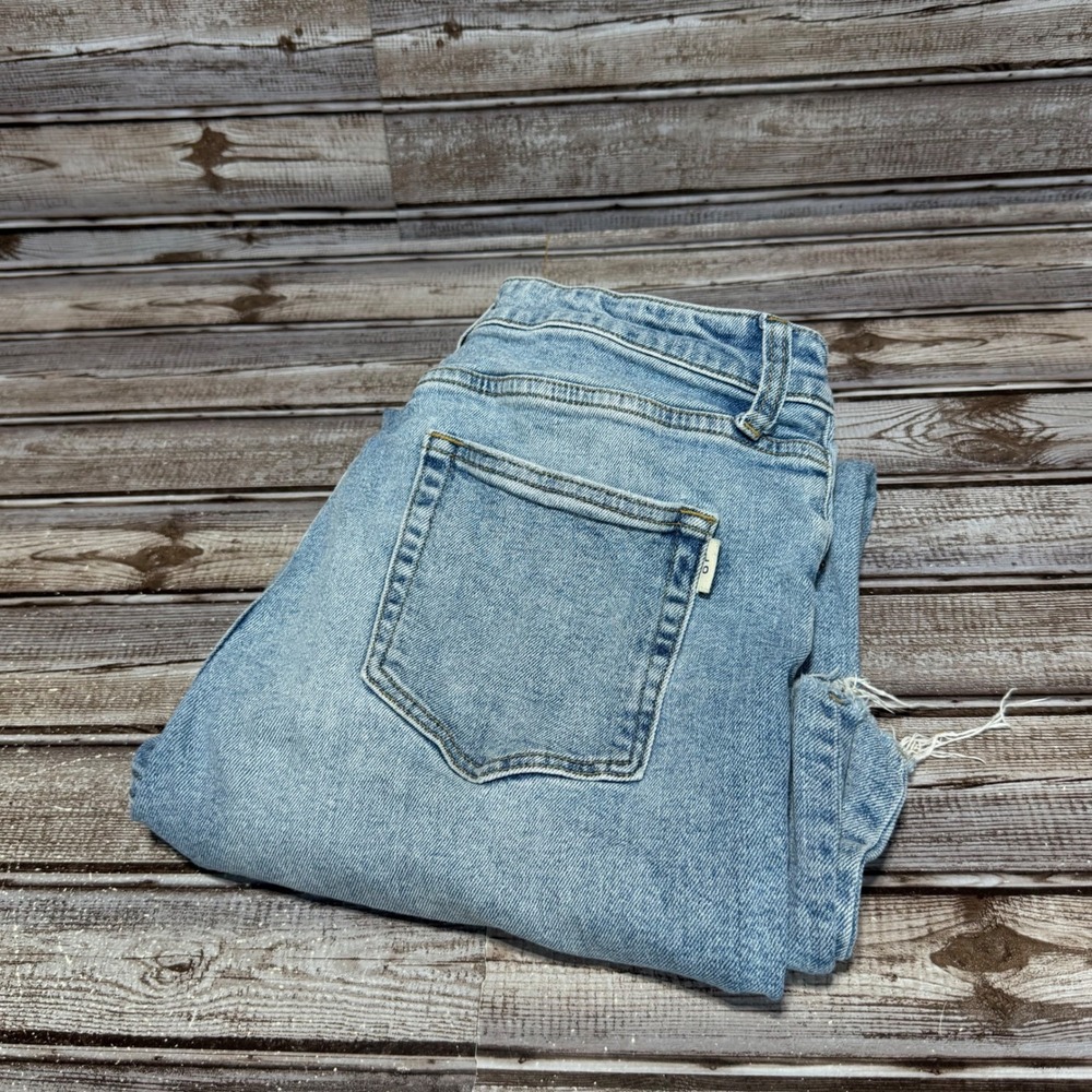 Oliver Logan Jeans Women 30 Blue Raw Hem Straight Leg Light Wash High Rise